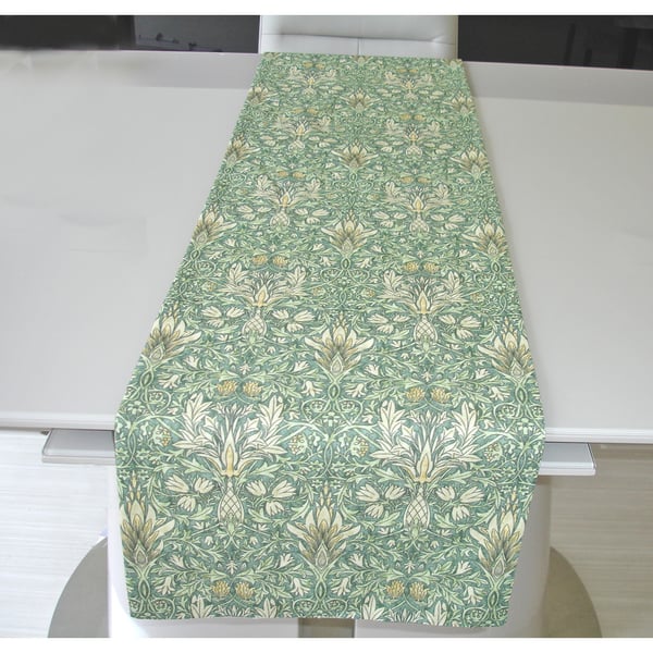 Table Runner William Morris Snakeshead Green and Yellow Dining 72" 6ft Floral
