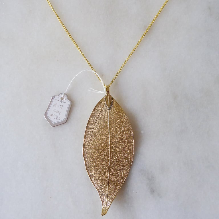 Gold Plated Natural Leaf Pendant no. 1 with gold plated Chain
