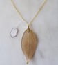 Gold Plated Natural Leaf Pendant no. 1 with gold plated Chain