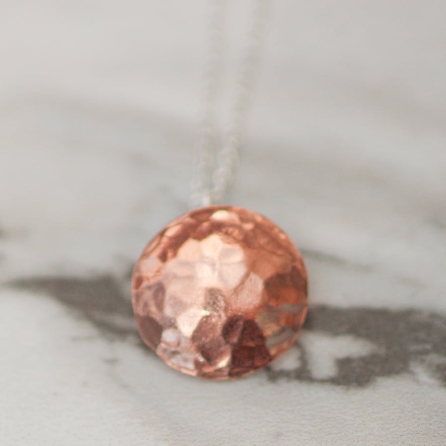 Hammered copper disc necklace - copper disc necklace - copper pendant - copper n