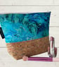 makeup bags cork based turquoise marble