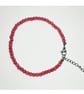 Red Cat's Eye Beaded Bracelet: Adjustable Silver Tone Chain - Image 2