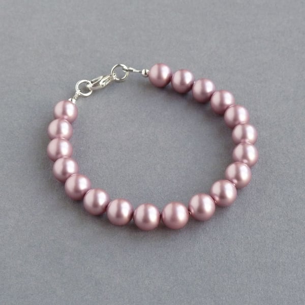 Dusky Pink Pearl Bracelet - Powder Pink Bridesmaids Gifts - Wedding Jewellery
