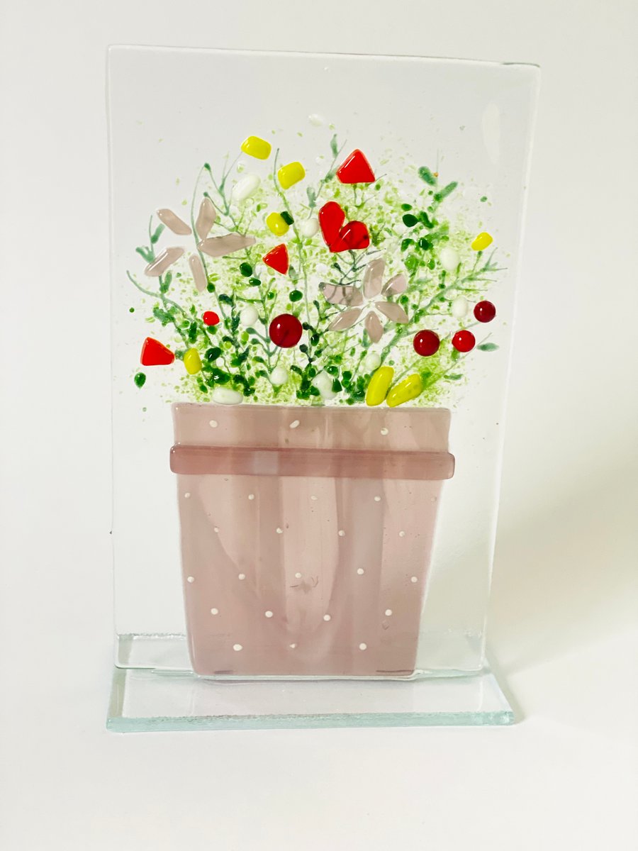 Fused glass “forever flowers”- glass art