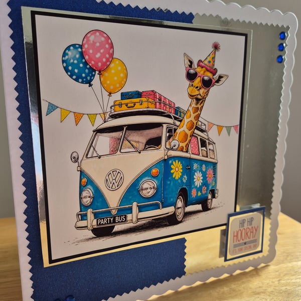 Handmade Campervan Happy Birthday Greeting Card