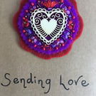 Hand Embroidered Heart Card 