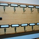 solid oak 10 antique brass  hooks key rack with name frames top quality 