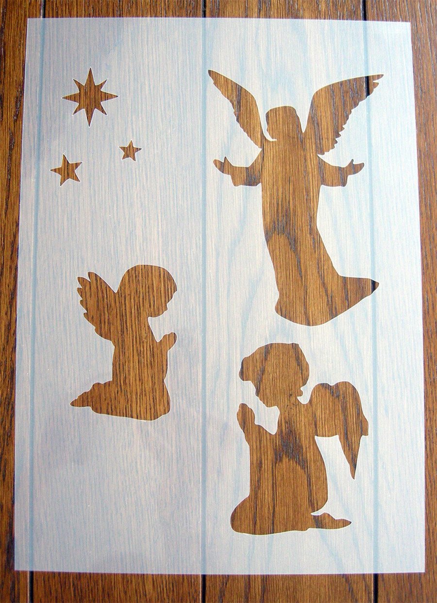 Christmas Angels Stencil Reusable PP Sheet for Arts & Crafts, DIY