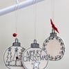 Three Wool Felt Christmas Baubles - Hanging Decorations