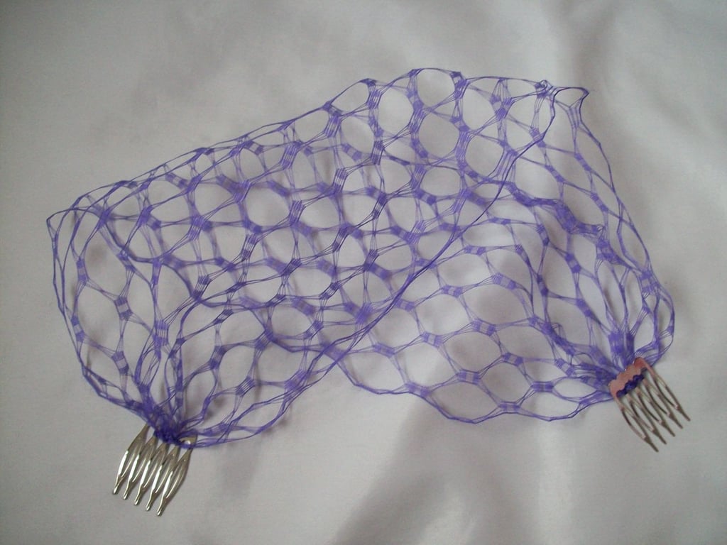 Ultraviolet Purple Vintage Waffle Weave Bandeau Birdcage Bridal Veil 
