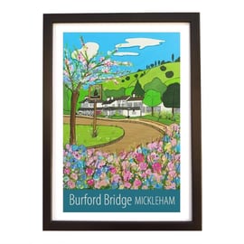 Burford Bridge Mickleham travel poster by Susie West
