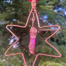 Celestial Copper Star with Pink Aurora Point – Handmade Christmas Ornament  