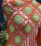 Crochet triangular shawl in sparkly gold, lime and burnt orange - design LF433 - Image 5