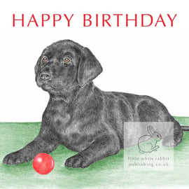Nero the Black Labrador Puppy - Birthday Card