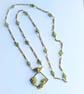 Natural Peridot & Gold Rosary Link 30 Inch Chain and Pendant - Image 7