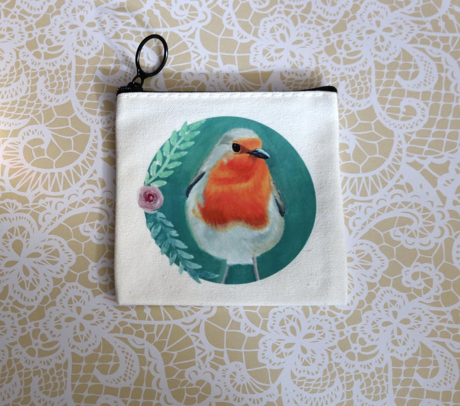 Small Cotton Purse with Original Art Print 