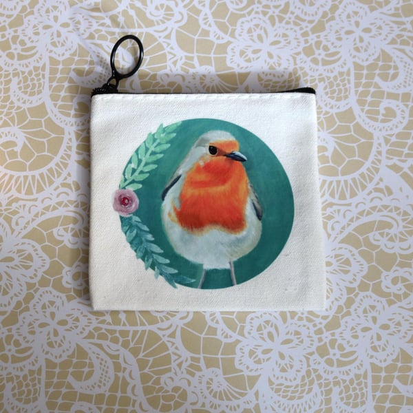 Small Cotton Purse with Original Art Print 