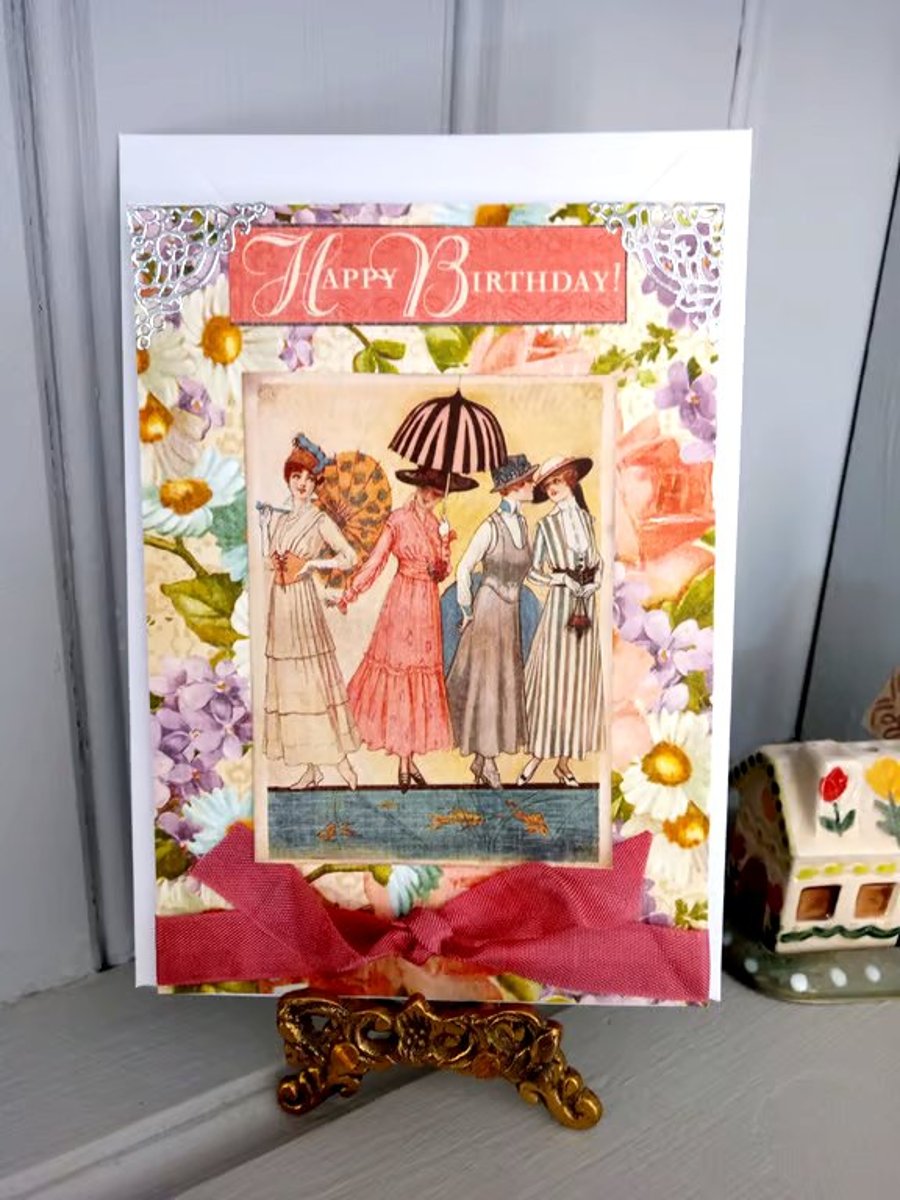 Vintage-style Birthday Card - Pretty Birthday Card - Treasured Keepsake