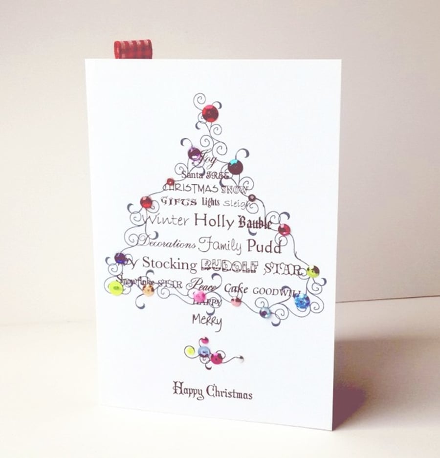 Christmas Card Pk of Five,'Feeling Festive',Handmade Xmas Card Pk