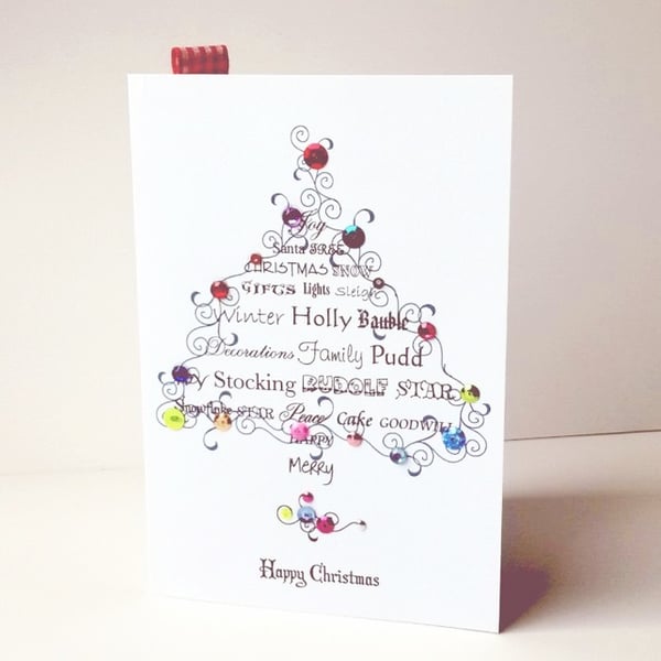 Christmas Card Pk of Five,'Feeling Festive',Handmade Xmas Card Pk