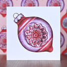 Retro Bauble Blank Christmas Card