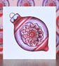Retro Bauble Blank Christmas Card - Image 1