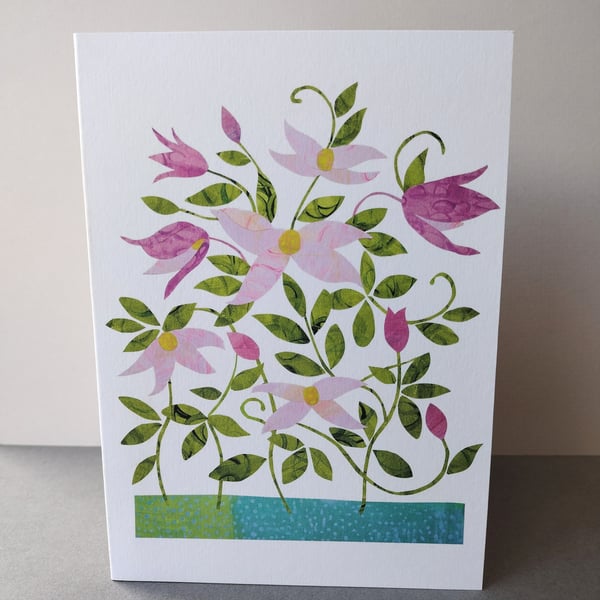 Floral greetings card, Clematis 