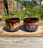 Handmade Retro Brown Ceramic Cups - Handleless Stoneware Coffee Mug (200ml, 7oz)