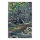 A mounted acrylic painting - landscape - rockpool - stream - letterbox gift