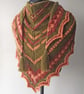 Handspun Knitted Shawl, Scarf, Wrap, Merino and Corriedale Wool, Green Peach - Image 1
