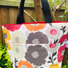 Bold Floral Print Tote with Pockets; floral tote bag; beach bag; everyday bag