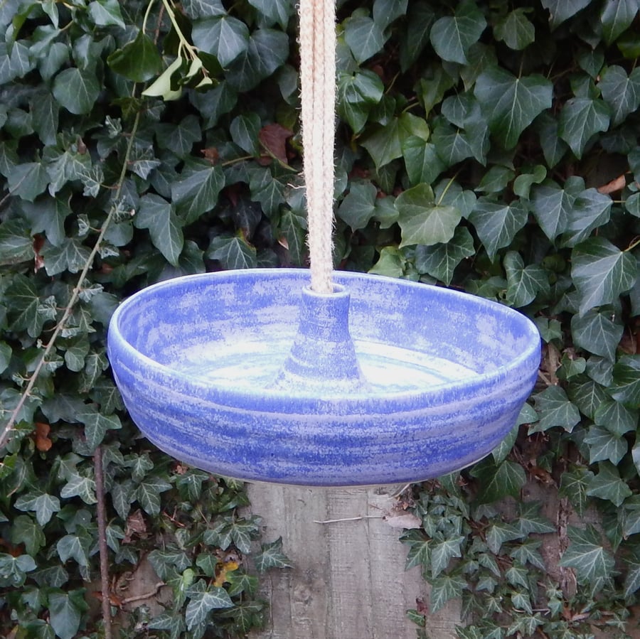 Bird feeder or bath hand thrown in stoneware--fully weatherproof