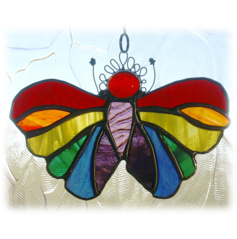 Butterfly Suncatcher Stained Glass Handmade  Rainbow  019