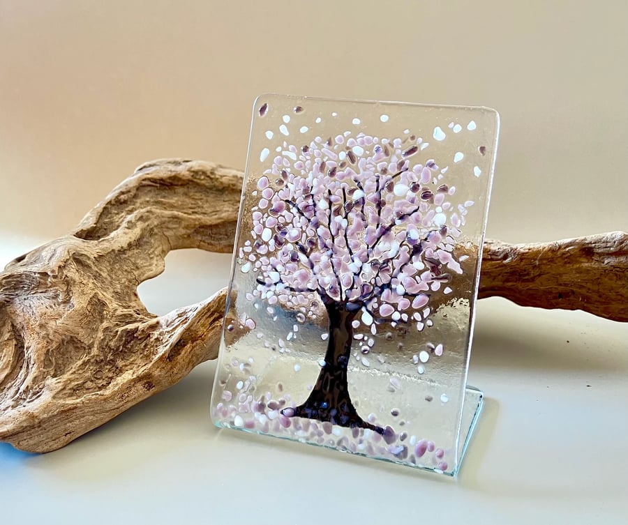 Fused Glass Tree of Life Ornament,  Size 10cm x 7.5cm 