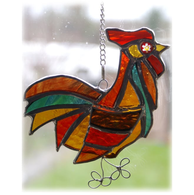 Cockerel Suncatcher Stained Glass chicken cocka... Folksy