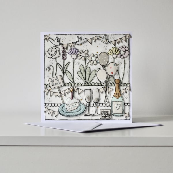 Special Order for Helen - '21st Birthday Card' - Handmade Blank Card