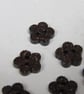 10 Small Dark 11mm Flower Shaped Coconut Buttons - Image 4