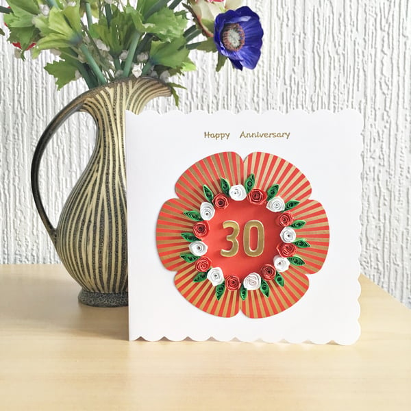 Quilled anniversary card - personalised to ANY number