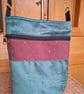 Teal velvet and maroon bag