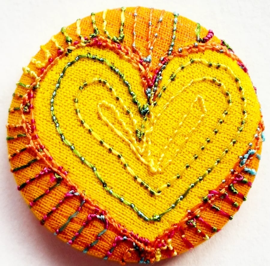 Buttons 1 inch button Hand Dyed Silks and Cottons Free Machine Embroidery Button