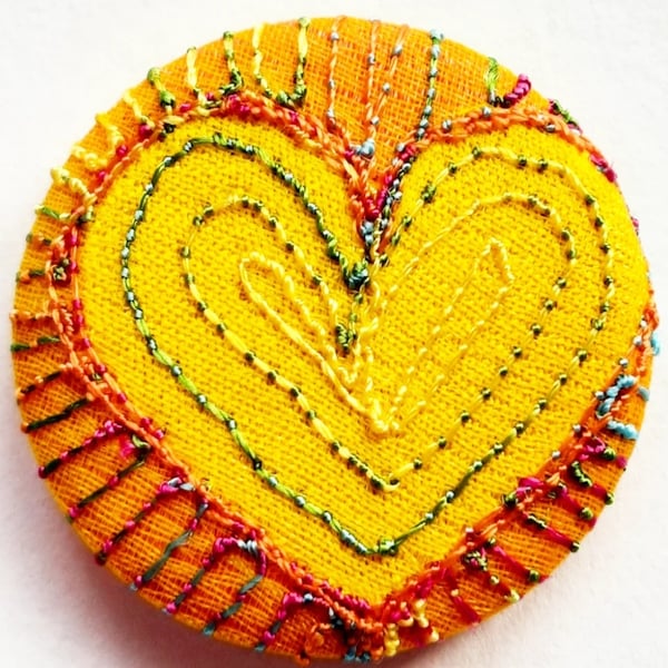 Buttons 1 inch button Hand Dyed Silks and Cottons Free Machine Embroidery Button