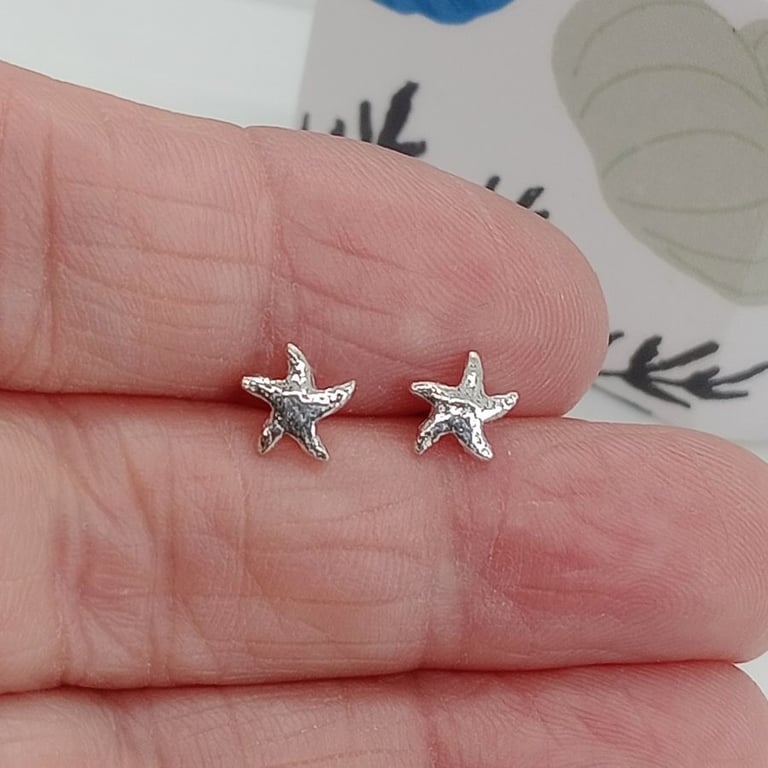Starfish stud earrings fine silver