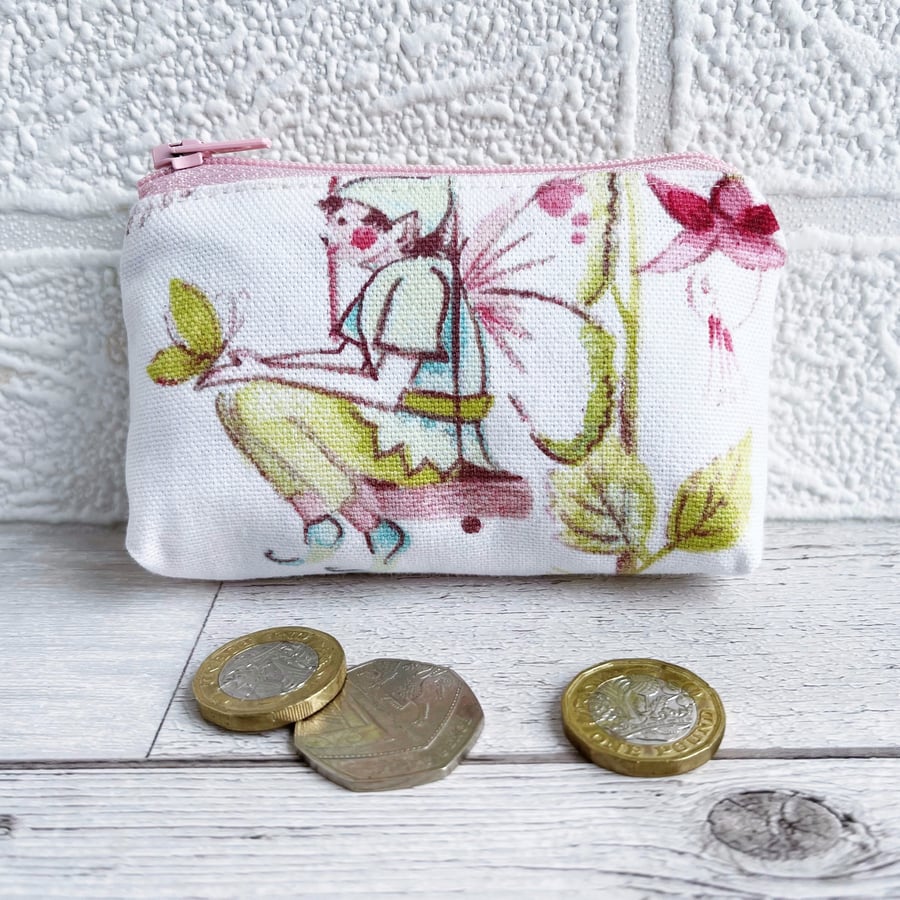 Small Purse, Coin Purse with a Fairy on a Swing