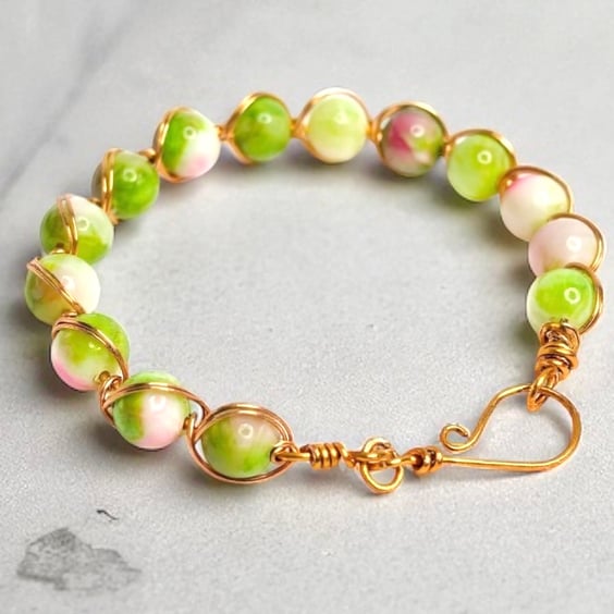 Wire Wrapped Persian Jade Bangle