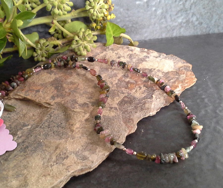 Genuine Tourmaline Sterling Silver Necklace