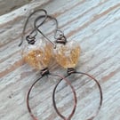 Copper Earrings with Lampwork Glass Heart Beads