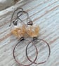 Copper Earrings with Lampwork Glass Heart Beads