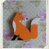 HALF PRICE Hand painted wooden FOX brooch