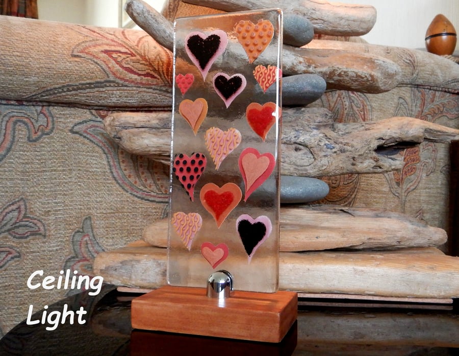 Handmade Fused Glass 'Love Hearts' Picture