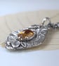 Silver Leaf Nature Pendant with Large Citrine Gemstone - Image 10